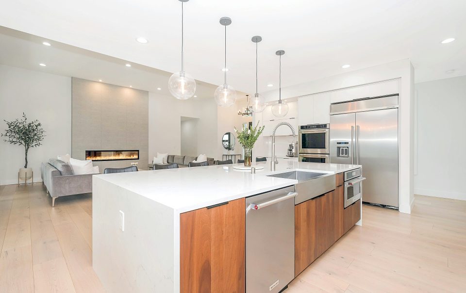 modern luxury island in an open kitchen