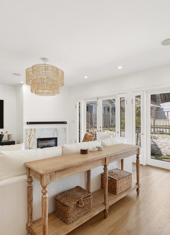 A chic remodeled living room.