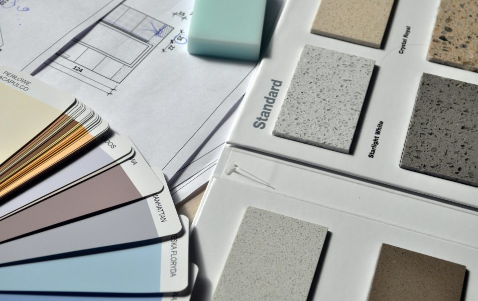 color swatches and blueprint