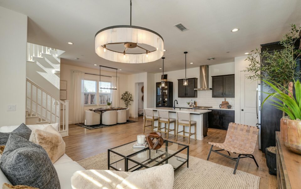 modern living room and kitchen