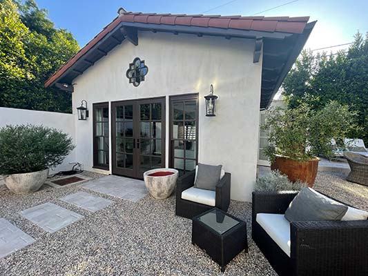 Custom accessory dwelling unit with double glass doors and modern residential design